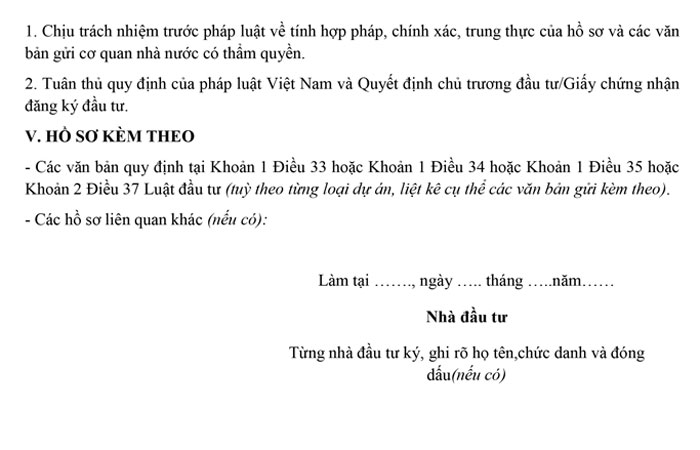 Mẫu I.1 văn bản đề nghị thực hiện dự án đầu tư Mẫu I.1 văn bản đề nghị thực hiện dự án đầu tư