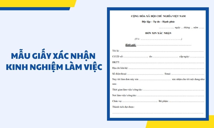 Mẫu Giấy xác nhận kinh nghiệm làm việc mới nhất