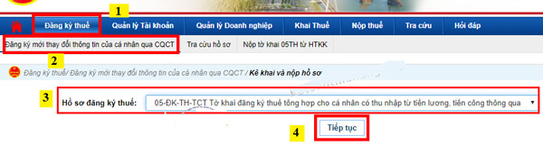 Chọn Đăng ký thuế Chọn Đăng ký thuế