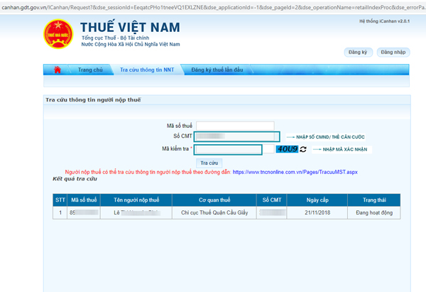 Cách tra cứu trên trang web Thuế điện tử Cách tra cứu trên trang web Thuế điện tử