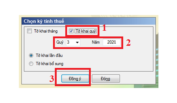 Bảng chọn kỳ tính thuế Bảng chọn kỳ tính thuế