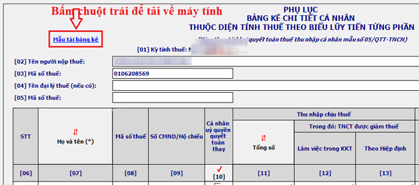 Bấm chuột trái vào chữ Mẫu Excel Bảng kê Bấm chuột trái vào chữ Mẫu Excel Bảng kê