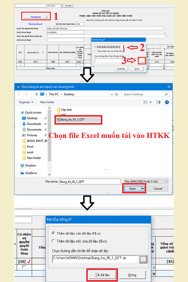 Cách tải bảng kê từ Excel vào phần mềm HTKK Cách tải bảng kê từ Excel vào phần mềm HTKK
