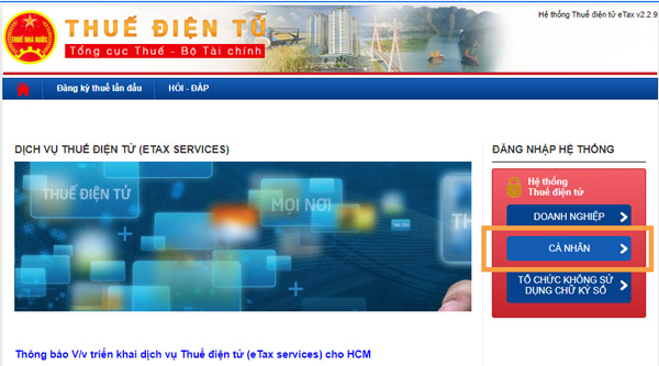 Nhấp chọn CÁ NHÂN Nhấp chọn CÁ NHÂN