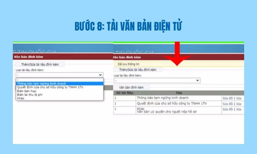 hồ sơ đăng ký tạm ngừng kinh doanh qua mạng điện tử