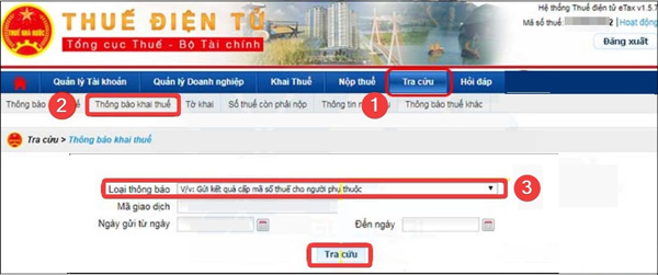Thực hiện tra cứu mã số thuế người phụ thuộc Thực hiện tra cứu mã số thuế người phụ thuộc