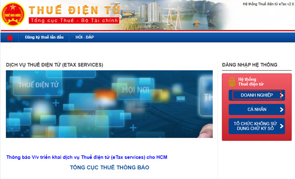 Nhấn chọn Doanh nghiệp Nhấn chọn Doanh nghiệp
