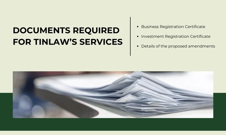 Documents required for Doanh Nghiệp Đầu Tư’s Investment Certificate amendment services