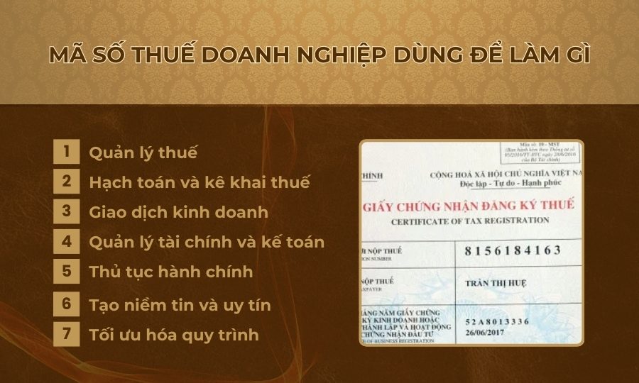 Mã số thuế doanh nghiệp dùng để làm gì?