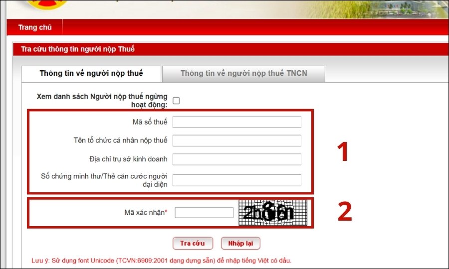 Tra cứu mã số thuế doanh nghiệp trên trang của Tổng cục thuế